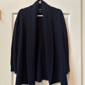 C by Bloomingdale's Cashmere Knit Shawl-Collar Open Front Cardigan Size XS Navy